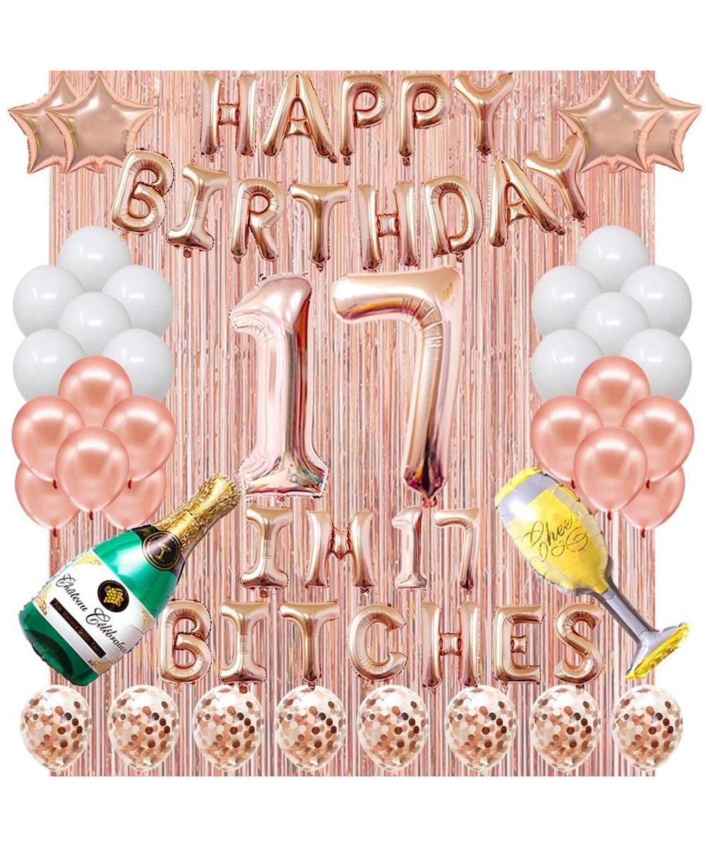 Happy 17th Birthday Decoration Set-16 Inch"I AM 17 Bitches" Banner Happy Birthday Banner Confetti Balloons Ideal for Girl 17t...