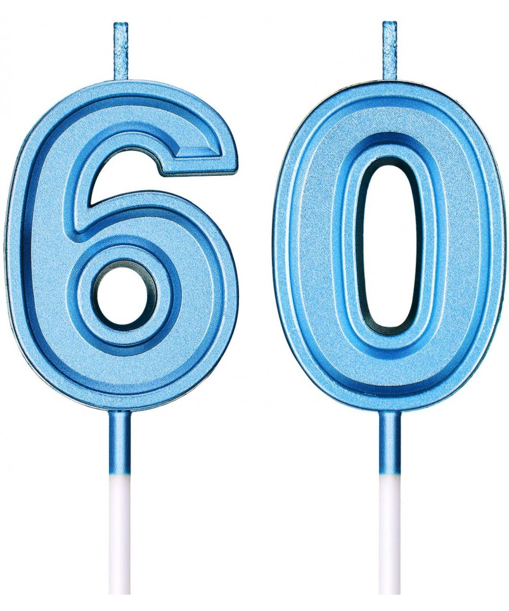 60th Birthday Candles Cake Numeral Candles Happy Birthday Cake Candles Topper Decoration for Birthday Wedding Anniversary Cel...