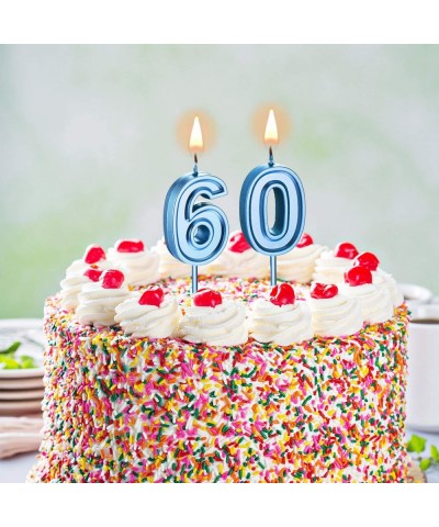 60th Birthday Candles Cake Numeral Candles Happy Birthday Cake Candles Topper Decoration for Birthday Wedding Anniversary Cel...