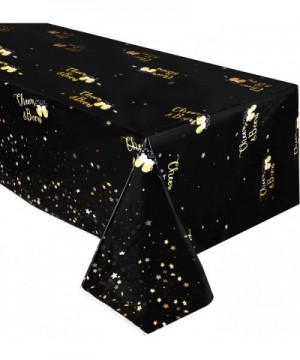 Black and Gold Tablecloth - Disposable Plastic Table Covers for Birthday Baby Shower Graduation Wedding Anniversary Party Sup...