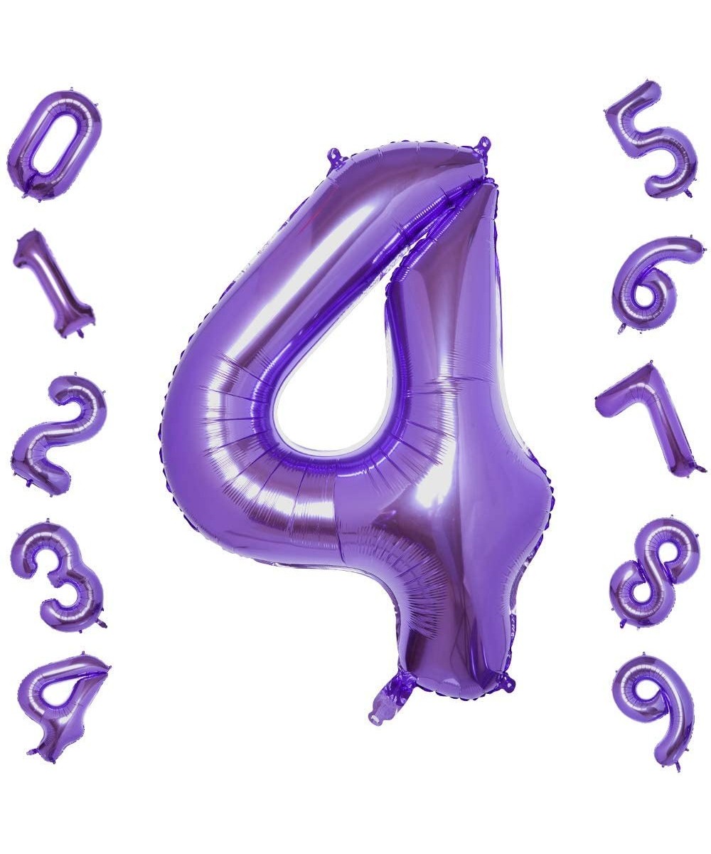 40 Inch Large Purple Number 4 Balloons-Foil Helium Digital Balloons for Birthday Anniversary Party Festival Decorations - Pur...