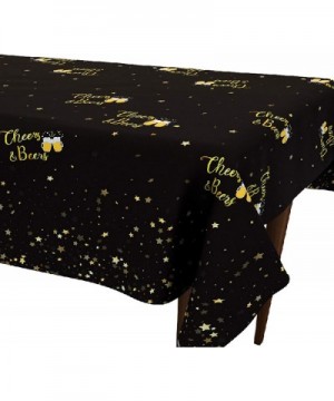 Black and Gold Tablecloth - Disposable Plastic Table Covers for Birthday Baby Shower Graduation Wedding Anniversary Party Sup...