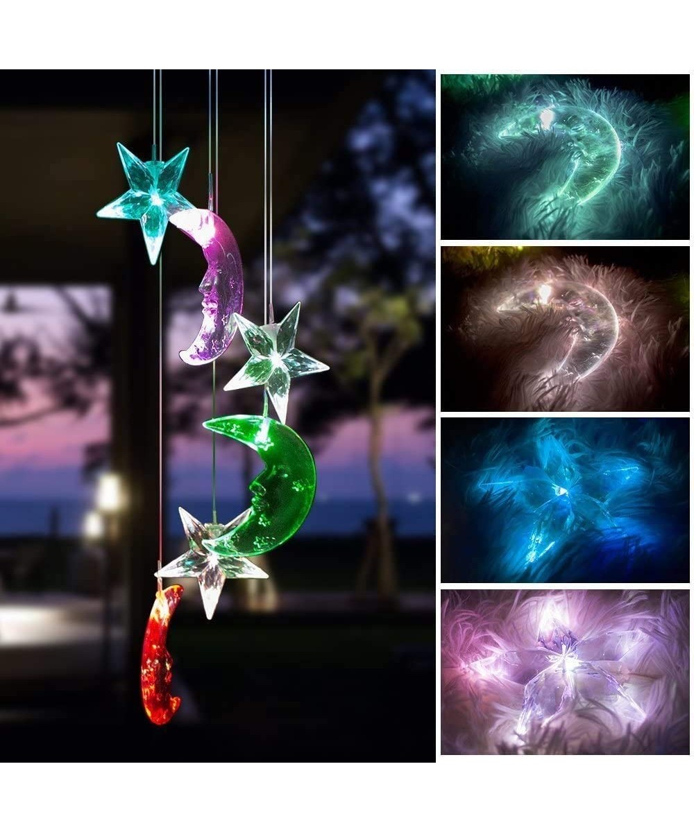 Solar Light 6 Moon Star Color-Changing LED Hanging Lamp Night Lights for Outdoor Gardening Home Decoration - CH190N5MH0Y $14....