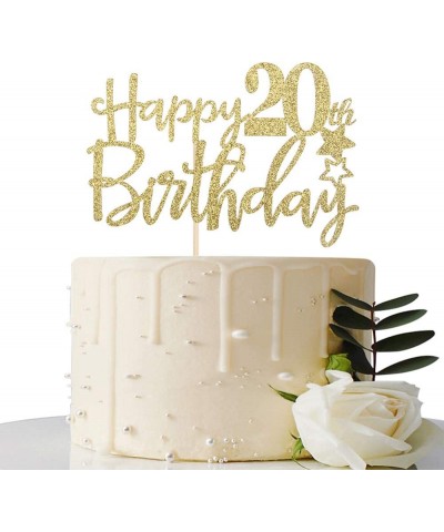 Gold Glitter Happy 20th Birthday Cake Topper-Hello 20- Cheers to 20 Years- 20 & Fabulous Party Decorations - CV18HKGAKKS $8.6...