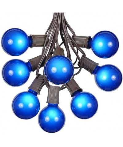 G50 Patio String Lights with 25 Blue Globe Bulbs - Outdoor String Lights - Market Bistro Café Hanging String Lights - Patio G...