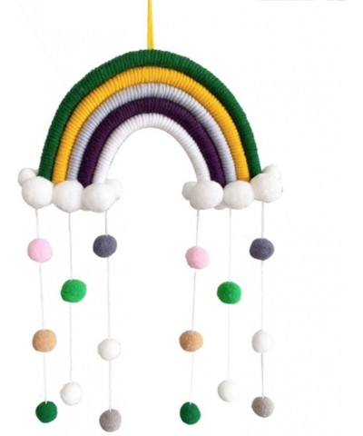 Tassel Garland Macrame Rainbow Wall Hanging Decor with Colorful Felt Ball String Banner Boho Nursery Bedroom Decor for Baby S...