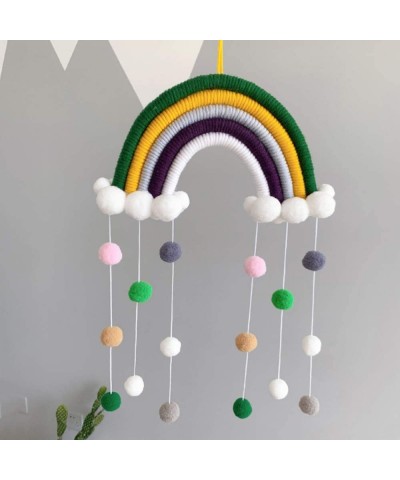 Tassel Garland Macrame Rainbow Wall Hanging Decor with Colorful Felt Ball String Banner Boho Nursery Bedroom Decor for Baby S...