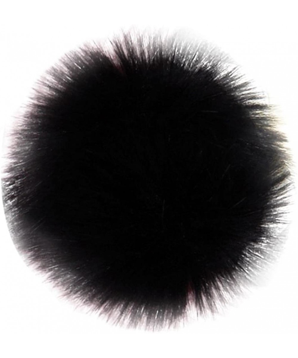Creazy DIY Faux Fox Fur Fluffy Pompom Ball for Knitting Hat Hats - Black - CL188QTQNNW $3.72 Hats