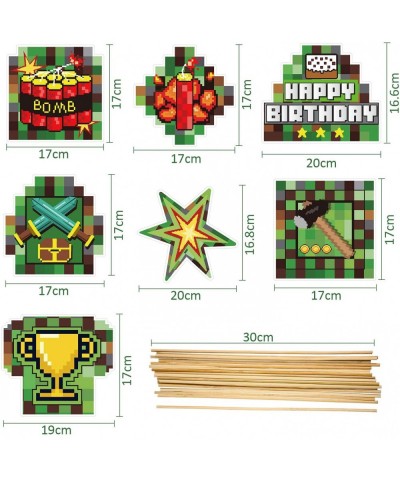 28 Video Game Party Supplies Pixel Decorations Video Game Table Centerpiece Sticks Cards Mining Craft for Boys Birthday Kids ...