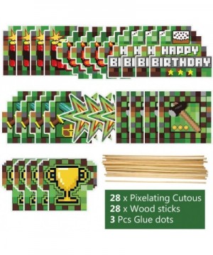 28 Video Game Party Supplies Pixel Decorations Video Game Table Centerpiece Sticks Cards Mining Craft for Boys Birthday Kids ...