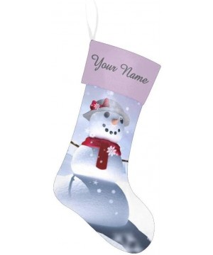 Christmas Stocking Custom Personalized Name Text Cartoon Snowman Snowflake for Family Xmas Party Decor Gift 17.52 x 7.87 Inch...