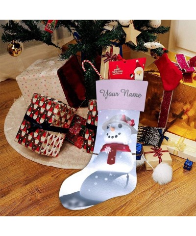 Christmas Stocking Custom Personalized Name Text Cartoon Snowman Snowflake for Family Xmas Party Decor Gift 17.52 x 7.87 Inch...