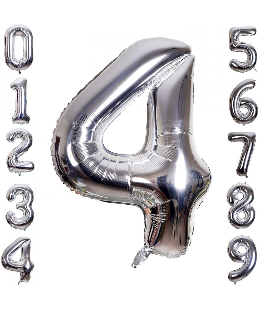 40 Inch Large Silver Balloon Number 4 Balloon Helium Foil Mylar Balloons Party Festival Decorations Birthday Anniversary Part...