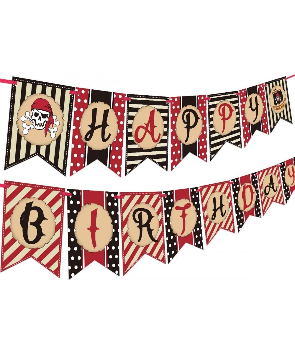 Pirate Happy Birthday Banner for Kids Birthday Halloween Theme Party Decoration - CR18SHHZIQH $4.75 Banners