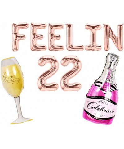 Set of 3 FEELIN 22 Balloons 22nd Birthday Decoration FEELIN 22 Banner 22nd Birthday Supplies - CY18ZC84UE9 $8.06 Balloons