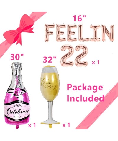 Set of 3 FEELIN 22 Balloons 22nd Birthday Decoration FEELIN 22 Banner 22nd Birthday Supplies - CY18ZC84UE9 $8.06 Balloons