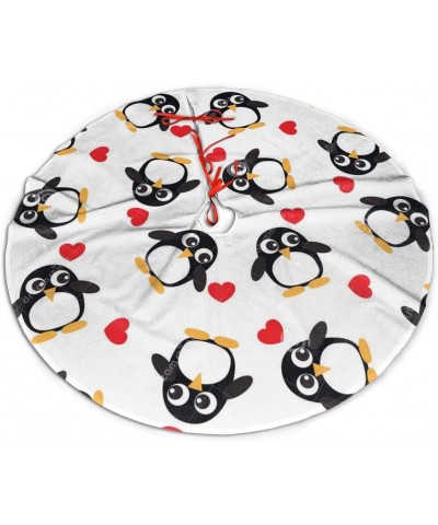 Cute Penguin Heart Christmas Tree Skirt Mat Christmas Holiday Party Seasonal Decorations - CT19HA5EHL2 $11.76 Tree Skirts