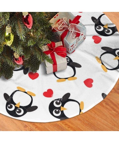Cute Penguin Heart Christmas Tree Skirt Mat Christmas Holiday Party Seasonal Decorations - CT19HA5EHL2 $11.76 Tree Skirts