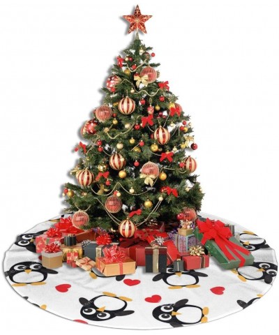 Cute Penguin Heart Christmas Tree Skirt Mat Christmas Holiday Party Seasonal Decorations - CT19HA5EHL2 $11.76 Tree Skirts