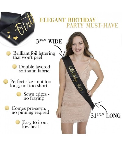 Birthday Girl Sash Black with Gold Lettering for Women and Girls- 15th 16th 17th 18th 21st 30th 40th 50th Birthday Party Favo...