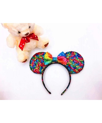 Mouse Ears Headband- Leopard Mouse Ears- Minie Mouse Ears- Purple Sparkly Minie Ears for Adults and Children - Black Magic an...