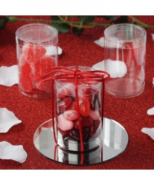 50 pcs 3-Inch Clear Plastic Round Cylinder Wedding Favor Boxes Party Birthday Candy Gifts Package Decorations Supplies - CN18...