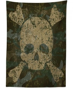 Camo Outdoor Tablecloth- Abstract Texture with Skull and Crossbones Pattern Aged Rusty Grunge Style- Decorative Washable Picn...