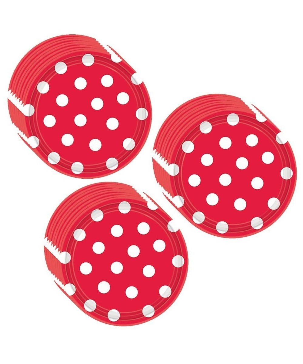 Red Polka Dot Party Dessert Plates - 24 Guests - CE11HC9H3E5 $8.03 Tableware