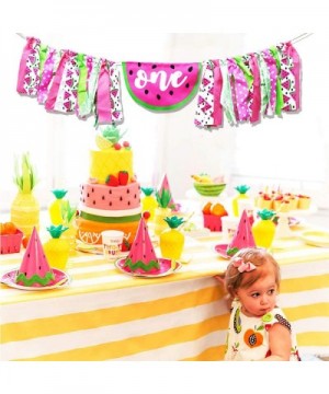 Watermelon High Chair Banner for One Birthday - Fruit Party Decorations Burlap Photo for Baby Girl Boy - First Birthday Souve...