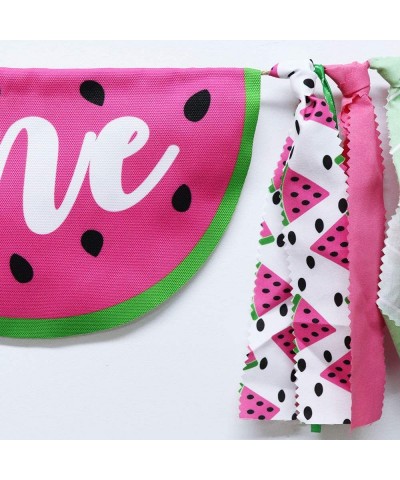 Watermelon High Chair Banner for One Birthday - Fruit Party Decorations Burlap Photo for Baby Girl Boy - First Birthday Souve...