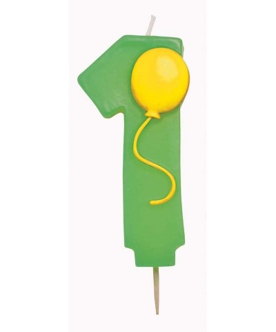 Mens Number "1" Pick Candle With Balloon (Green and Yellow) - CG115XB8M85 $6.85 Cake Decorating Supplies