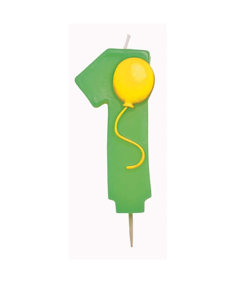 Mens Number "1" Pick Candle With Balloon (Green and Yellow) - CG115XB8M85 $6.85 Cake Decorating Supplies