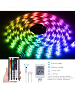 LED Strip Lights 16.4ft/5m Flexible Color Changing Led Light Strip Kit 5050 RGB Rope Light with 44 Key IR Remote 12V2A Power ...