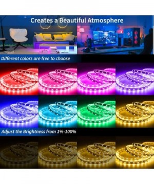 LED Strip Lights 16.4ft/5m Flexible Color Changing Led Light Strip Kit 5050 RGB Rope Light with 44 Key IR Remote 12V2A Power ...