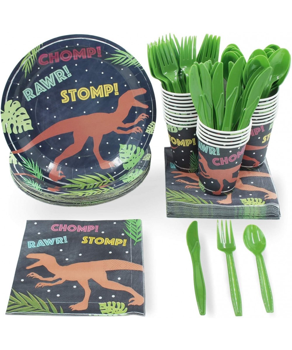 Dinosaur Party Supplies- Disposable Dinnerware Set (Serves 24- 144 Pieces) - CS18H9XQLEL $16.51 Party Packs