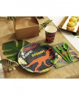 Dinosaur Party Supplies- Disposable Dinnerware Set (Serves 24- 144 Pieces) - CS18H9XQLEL $16.51 Party Packs