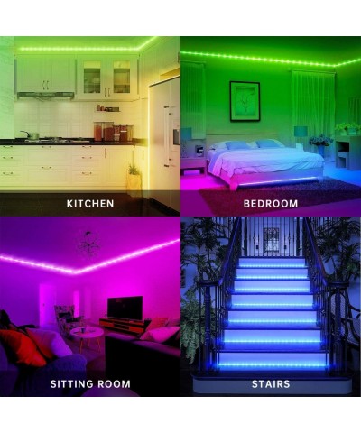 LED Strip Lights 16.4ft/5m Flexible Color Changing Led Light Strip Kit 5050 RGB Rope Light with 44 Key IR Remote 12V2A Power ...