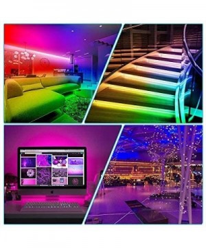 LED Strip Lights 16.4ft/5m Flexible Color Changing Led Light Strip Kit 5050 RGB Rope Light with 44 Key IR Remote 12V2A Power ...