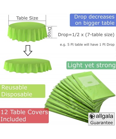 12-Pack Premium Plastic Table Cover Medium Weight Disposable Tablecloth-12PK Round 84"-Lime Green-TC58518 - Lime Green - C419...