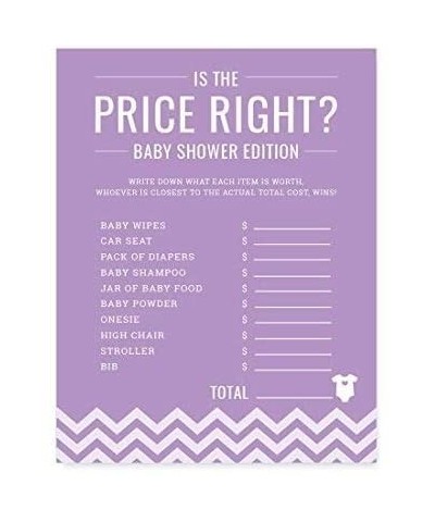 Lavender Chevron Girl Baby Shower Collection- Games- Activities- Decorations- is The Price Right Game Cards- 20-Pack - Cards ...