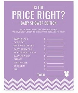 Lavender Chevron Girl Baby Shower Collection- Games- Activities- Decorations- is The Price Right Game Cards- 20-Pack - Cards ...