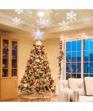 Christmas Tree Topper Lighted with LED Snowflake Projector Lights- Lighted Star Tree Topper for Christmas Tree Decorations - ...