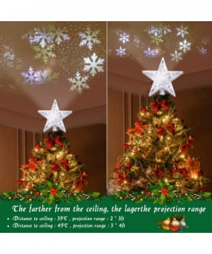 Christmas Tree Topper Lighted with LED Snowflake Projector Lights- Lighted Star Tree Topper for Christmas Tree Decorations - ...