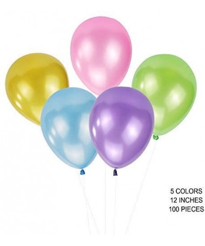100 PCS 12 Inches Large Big Round Metallic Pearlescent Pearlized Rainbow Assorted Color Biodegradable Latex Balloons Bulk Hel...