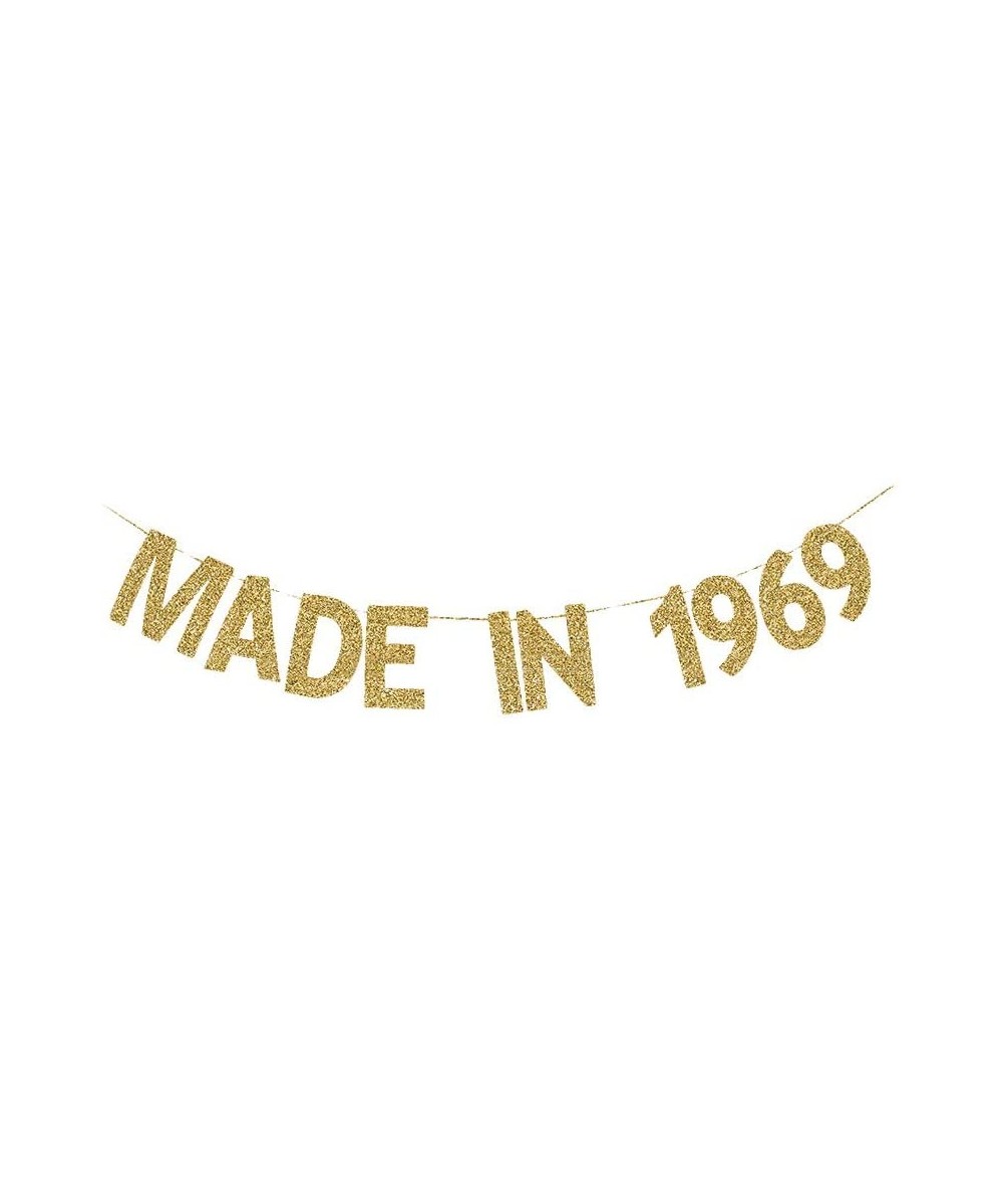 Made in 1969 Banner- Fun Birthday Banner for Women/Men's 50th Birthday Party- Shiny Gold Gliter Paper Garland - CE18T0A0UII $...