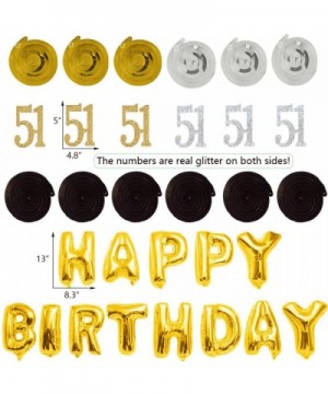 51th Birthday Decorations Kit-Gold Silver Glitter Happy 51 years old Birthday Banner & Sparkling Celebration Hanging Swirls- ...
