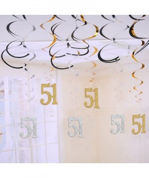 51th Birthday Decorations Kit-Gold Silver Glitter Happy 51 years old Birthday Banner & Sparkling Celebration Hanging Swirls- ...