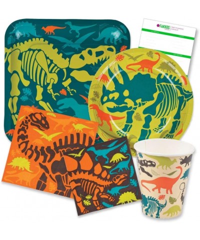 Dinosaur Birthday Party Supplies Pack for 16 people Includes Large 9 Square Plates- dessert plates- lunch and beverage napkin...