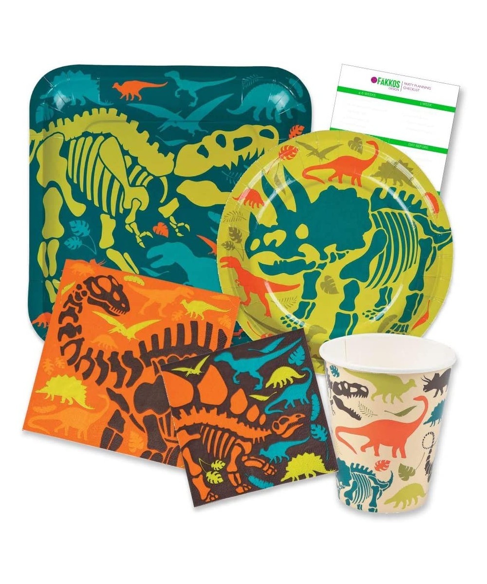 Dinosaur Birthday Party Supplies Pack for 16 people Includes Large 9 Square Plates- dessert plates- lunch and beverage napkin...
