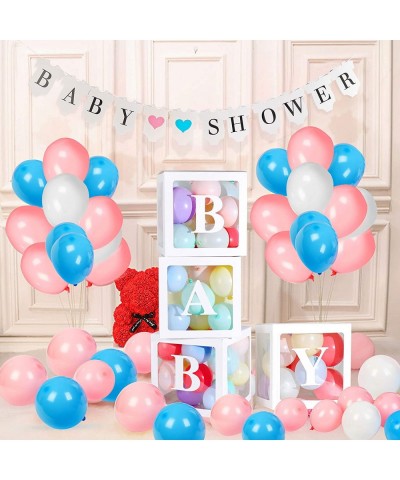 58 Pcs Set of Baby Shower Decorations for Girl or Boy- Gender Reveal Box for Balloons- Clear Boxes with Baby Balloons- Birthd...